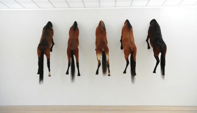 Безголовые лошади в инсталляции Maurizio Cattelan Безголовые лошади в инсталляции Maurizio Cattelan